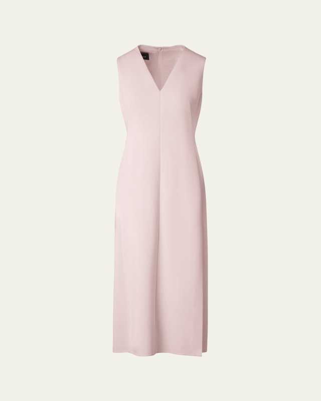 V-Neck Midi Wool Dress